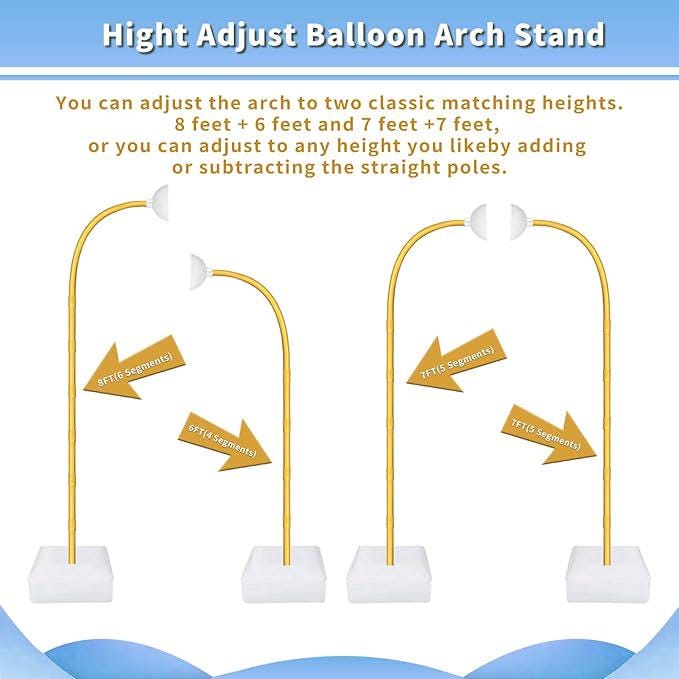 8.2FT & 6FT Balloon Arch Kit with Stand Pump for Birthday Wedding Party Decor