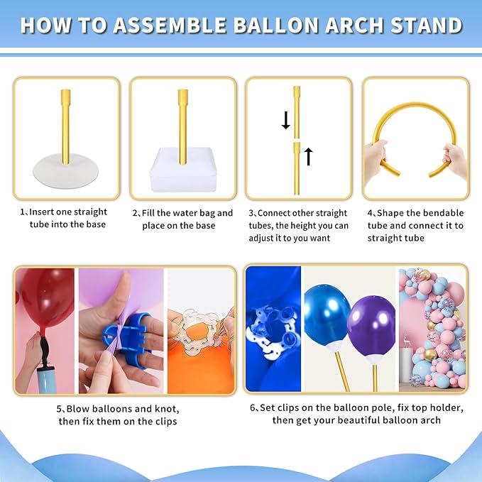 8.2FT & 6FT Balloon Arch Kit with Stand Pump for Birthday Wedding Party Decor
