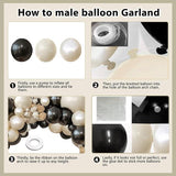 Black & White Balloon Arch Kit with Pearl Cream Beige Balloons for Weddings