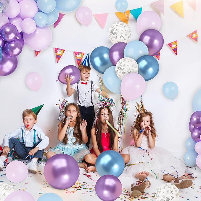 150PCS Blue Purple Frozen Balloon Arch Kit for Birthday Winter Wonderland Party