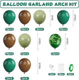 Dinosaur Balloon Arch Kit with Green Brown Forest Print Balloons for Boys Party