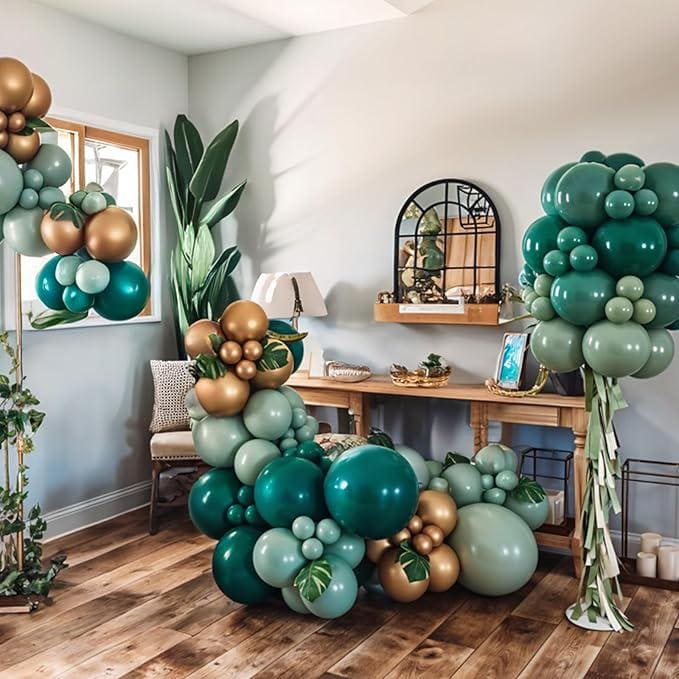 Dinosaur Balloon Arch Kit with Green Brown Forest Print Balloons for Boys Party