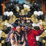 Black Gold New Year 2026 Balloon Garland Arch Kit with Star Balloons Party Decor