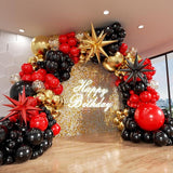 Red Black Gold Balloon Garland Arch Kit 140pcs Star Balloons Party Decor