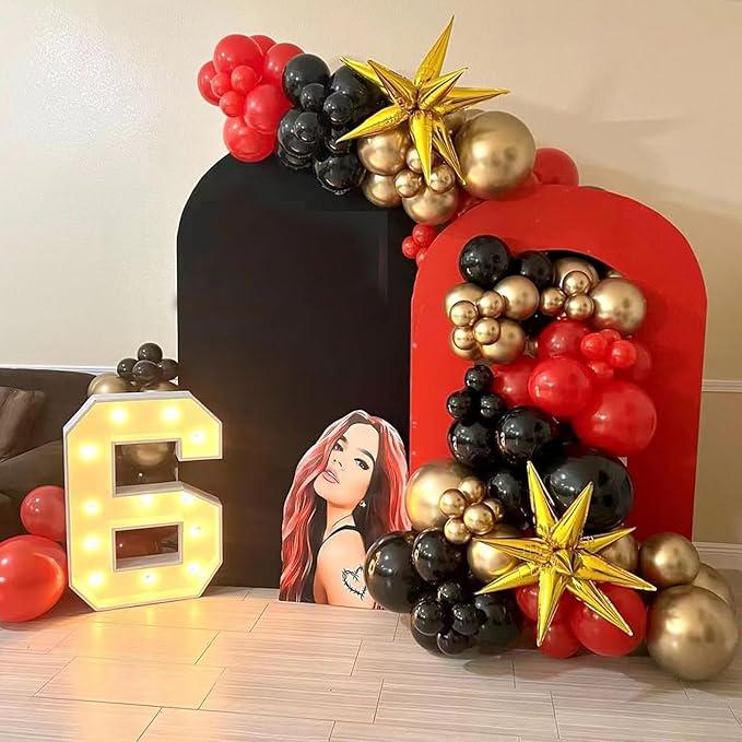Red Black Gold Balloon Garland Arch Kit 140pcs Star Balloons Party Decor