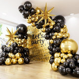 Black Gold Balloon Garland Arch Kit 110pcs Starburst Balloons Party Decor