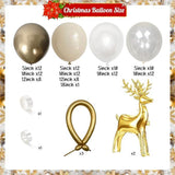 Pearl White Sand Gold Christmas Balloon Garland Arch Kit with Elk Balloons Decor