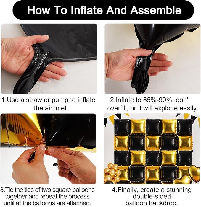 Gold Black Foil Balloon Wall 30pcs Double Sided Arch Kit Party Decor