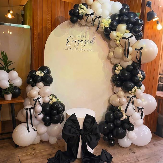 Black White Gold Balloon Garland Arch Kit 115pcs Star Balloons Party Decor