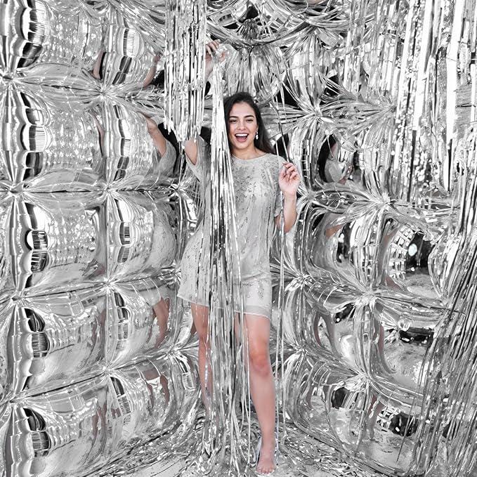 Silver Foil Balloon Wall Double Sided Arch Kit Birthday Graduation Party Decor