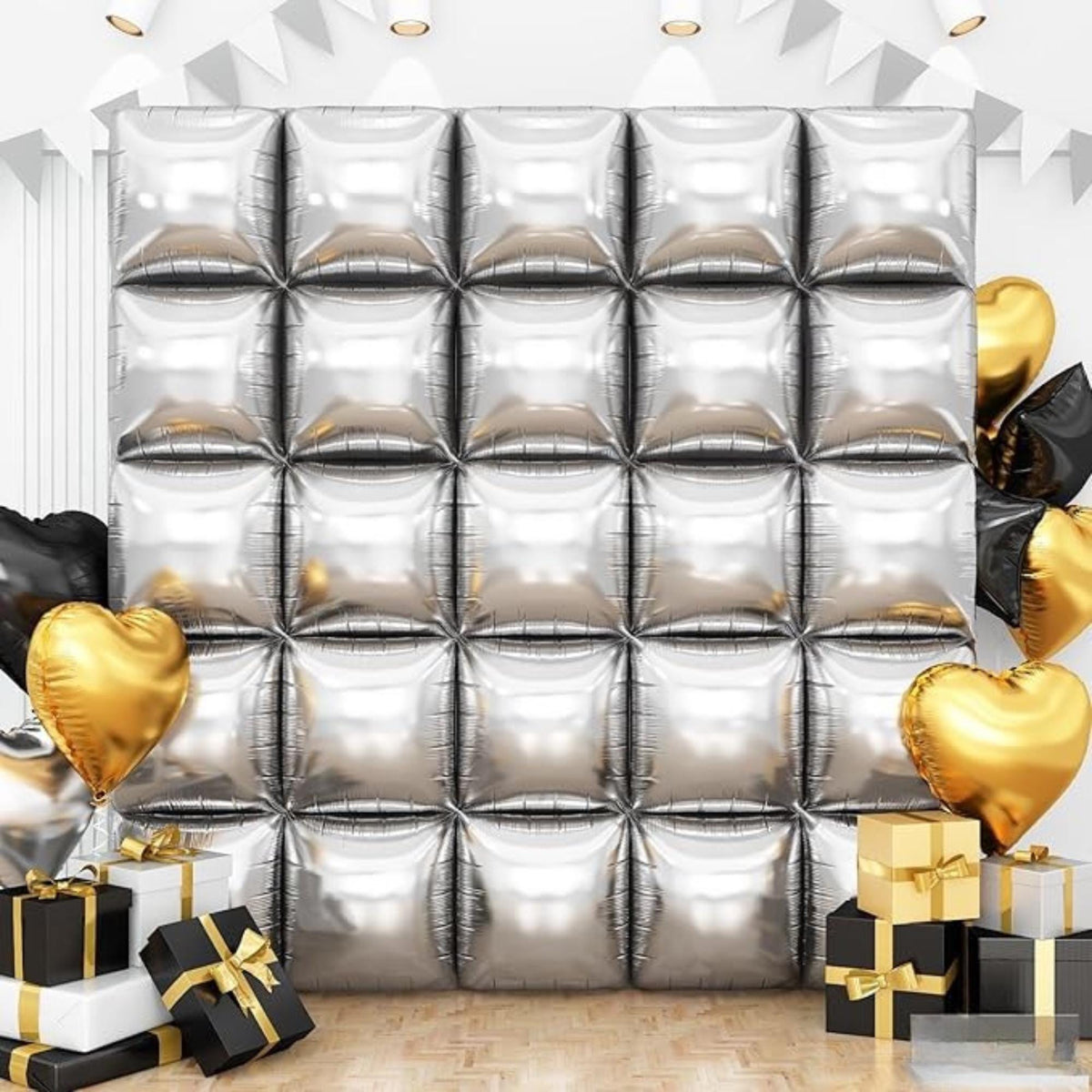 Silver Foil Balloon Wall Double Sided Arch Kit Birthday Graduation Party Decor