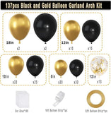 Black Gold Balloon Garland Arch Kit 137pcs Metallic Confetti Balloons Party Decor