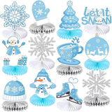 Winter Honeycomb Table Centerpieces 12pcs Snowflake Decorations for Party