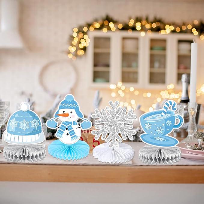 Winter Honeycomb Table Centerpieces 12pcs Snowflake Decorations for Party