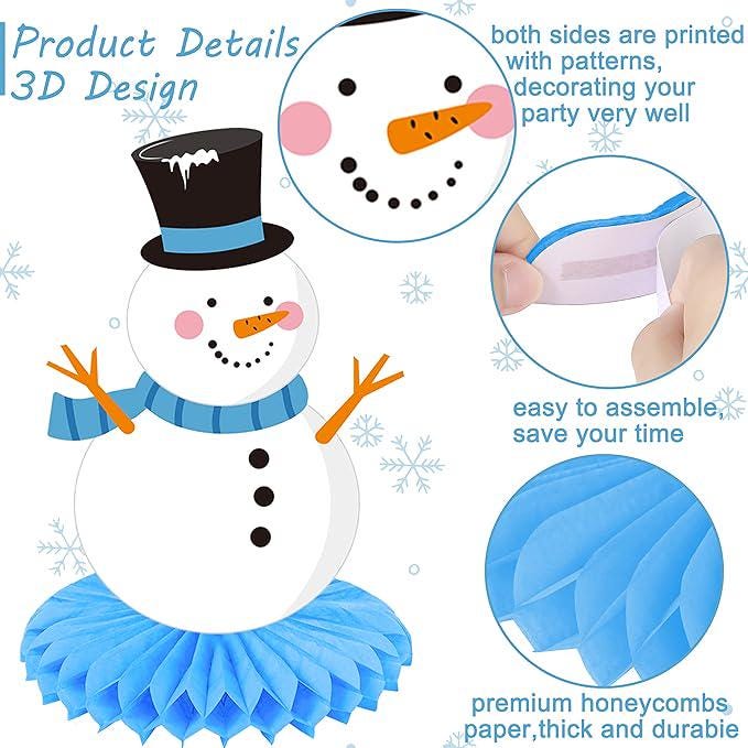 Winter Party Table Centerpieces 13pcs Snowflake Snowman Decorations for Birthday Party