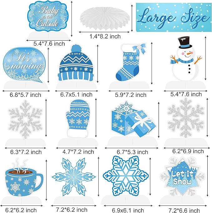Winter Party Table Centerpieces 13pcs Snowflake Snowman Decorations for Birthday Party