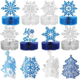Winter Wonderland Table Centerpieces 12pcs Blue White Snowflake Decorations for Party