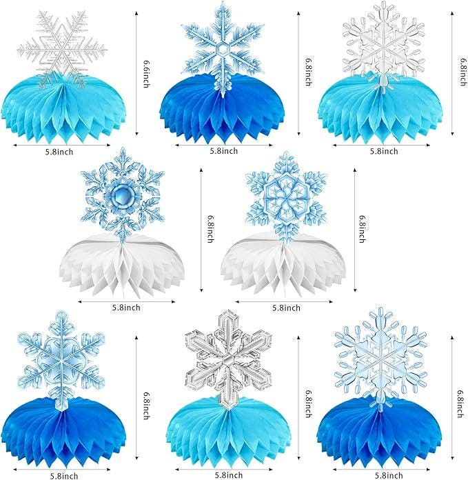 Frozen Winter Wonderland Table Centerpieces 8pcs Snowflake Honeycomb Party Decorations