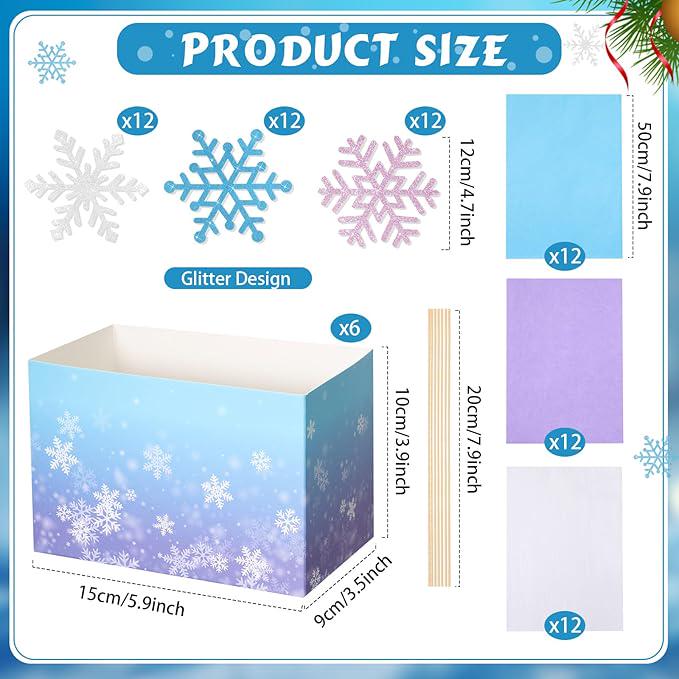 Glitter Winter Party Table Centerpieces 6 Sets 78pcs Snowflake Decorations for Birthday
