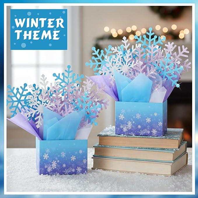 Glitter Winter Party Table Centerpieces 6 Sets 78pcs Snowflake Decorations for Birthday