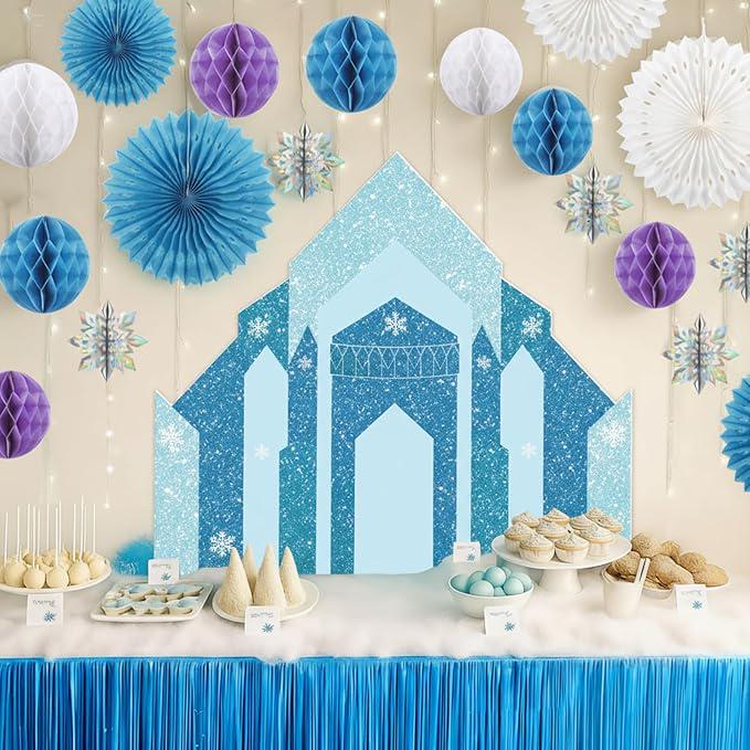 Winter Wonderland Table Centerpieces 18pcs 3D Snowflake Castle Honeycomb Party Decorations