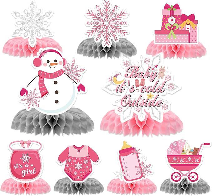 Baby It’s Cold Outside Baby Shower Table Centerpieces Snowflake Honeycomb Girl Decor