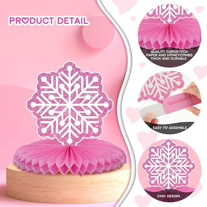 Baby It’s Cold Outside Baby Shower Table Centerpieces 12pcs Pink White Snowflake Decor