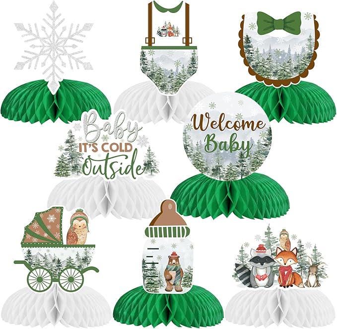 Baby It’s Cold Outside Baby Shower Table Centerpieces 8pcs Snowflake Winter Woodland Decor