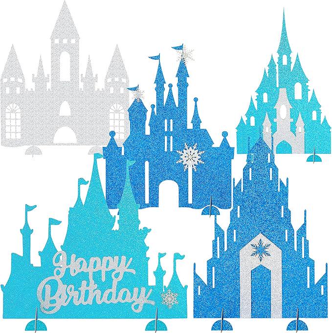 Frozen Castle Table Centerpiece Glitter Winter Snowflake Decorations for Girls Birthday Party