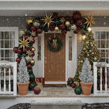 Maroon Green Gold Christmas Balloon Arch Star Balloons Snowflake Garland Decor