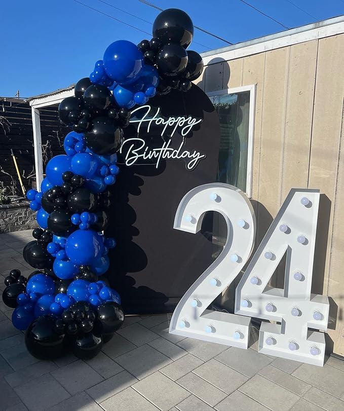 Blue Black Balloon Arch Kit 154pcs for Birthday Graduation New Year Party Decor