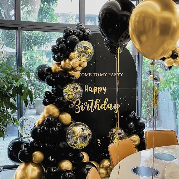 Black Gold Balloon Garland Arch Kit 151pcs for Birthday Graduation Party Decor