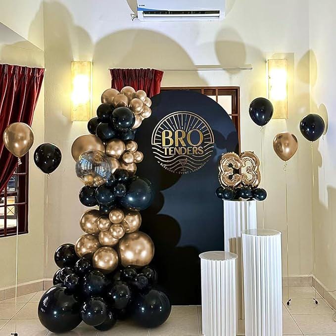 Black Gold Balloon Garland Arch Kit 151pcs for Birthday Graduation Party Decor
