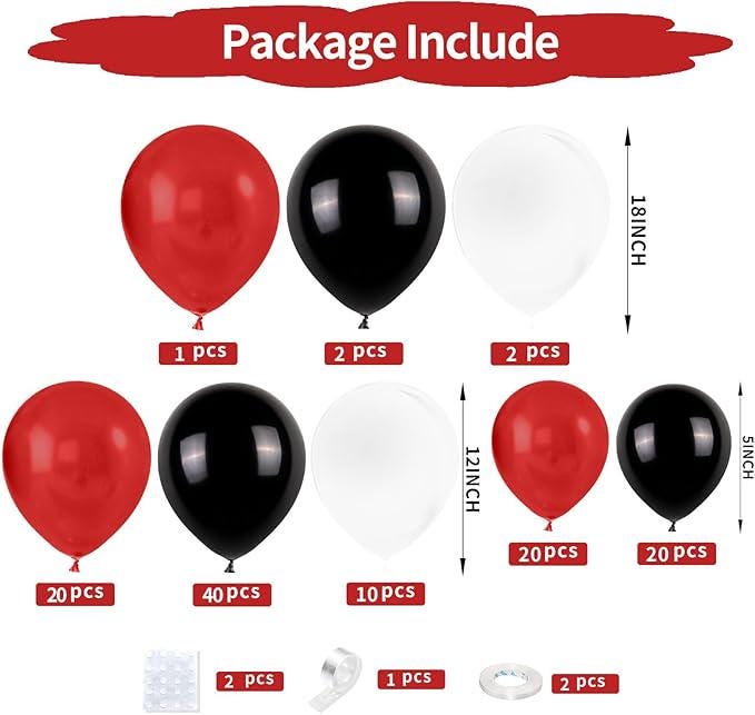 Red Black Balloon Garland Arch Kit 120pcs for Birthday Graduation Party Decor