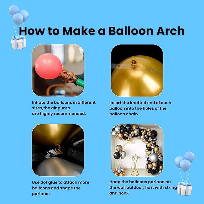 Black Gold Balloon Garland Arch Kit 118pcs for Birthday Graduation Party Decor