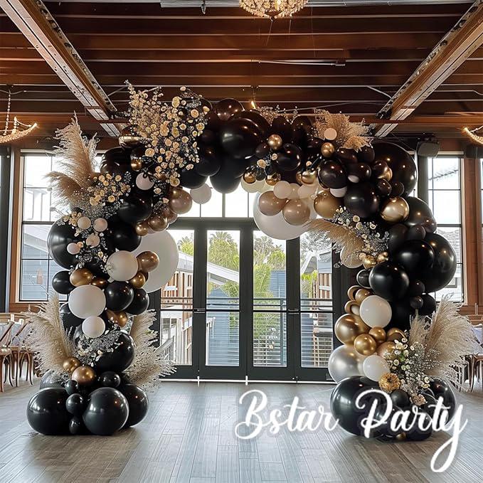 Double Stuffed Black Balloon Arch Kit for Birthday Graduation Party Decor