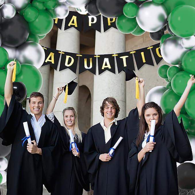 Dark Green Black Silver Balloon Garland Arch Kit for Birthday Football Party Decor