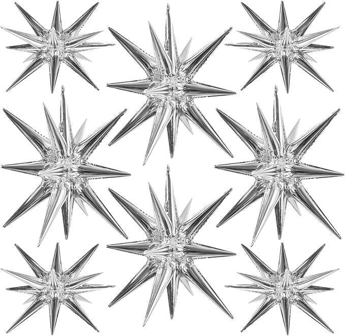 Silver Foil Star Balloons 8pcs for Birthday Wedding Christmas Party Decor