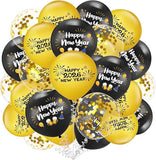 Black Gold Balloons 60pcs with Gold Confetti for New Year 2026 Party Decor