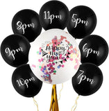8 Pcs New Year Countdown Balloons 2025 Party Decorations with Confetti and Ribbon