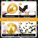 New Year Eve Decor Kit Clock Countdown Balloons Black Gold Silver Confetti 2026