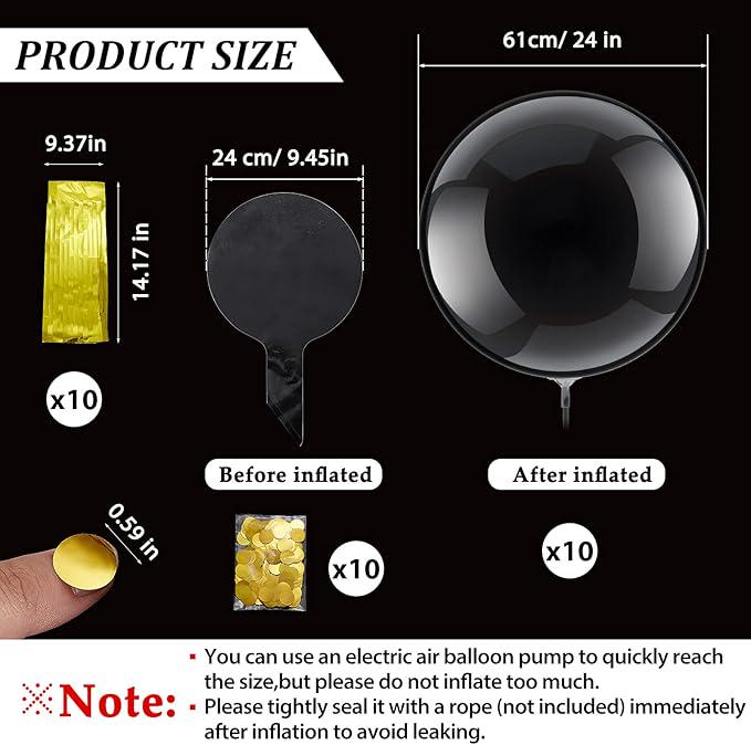 30 Pcs 24 Inch Jumbo Bubble Confetti Balloons with Tassels Party Decorations Gold