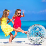 10 Pcs 16 Inch Inflatable Glitter Beach Balls Sparkly Confetti Pool Party Decorations Silver