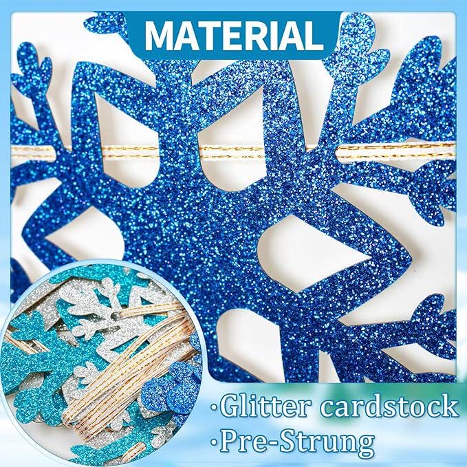 Winter Onederland Banner for 1st Birthday Party with Blue Silver Snowflakes