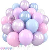 50 Pcs Pastel Pink Blue Purple Latex Balloons for Baby Shower and Birthday Party