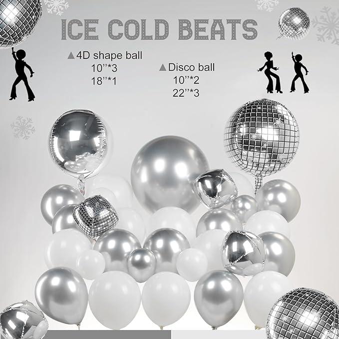 Silver & White Disco Balloon Garland Kit, Retro Party Decor