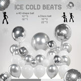 Silver & White Disco Balloon Garland Kit, Retro Party Decor