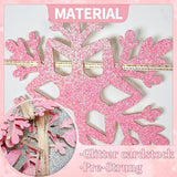 Winter Onederland Banner with Pink Silver Glitter Snowflakes for Girl's 1st Birthday