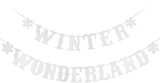 Silver Glitter Snowflake Banner for Winter Wonderland Baby Shower and Birthday Party