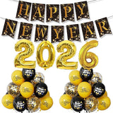 Happy New Year Decorations 2026 Party Supplies Kit with Banner Balloons and Props
